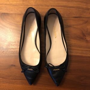 Prada black pointy toe flats